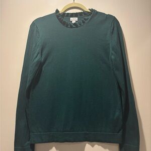 J. Crew Teal Ruffle Neck Sweater